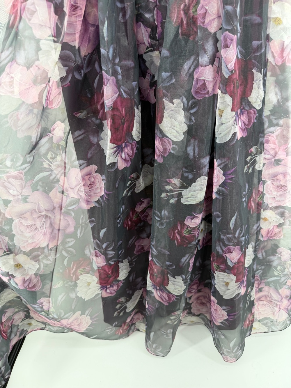 Lulu's Romantic Whimsigoth FairycoreBlack Strapless Floral MaxiDress w/Roses SzM - Picture 6 of 11